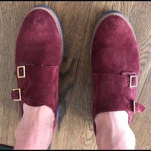 Del Toro Suede Double Monk 11 Burgundy/Oxblood